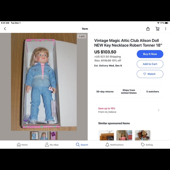 ⚜️  MAGIC ATTIC ALISON DOLL w 🗝 & BOOK 📚 1996 - Picture 7 of 16